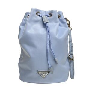 Prada Pouch - Light Blue Drawstring Shape Leather